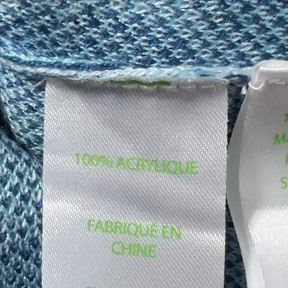 Lilly Pulitzer Jasmina Sweater Womens Sz M Skim Blue Don’t Be A Cheetah V-Neck - Picture 7 of 11